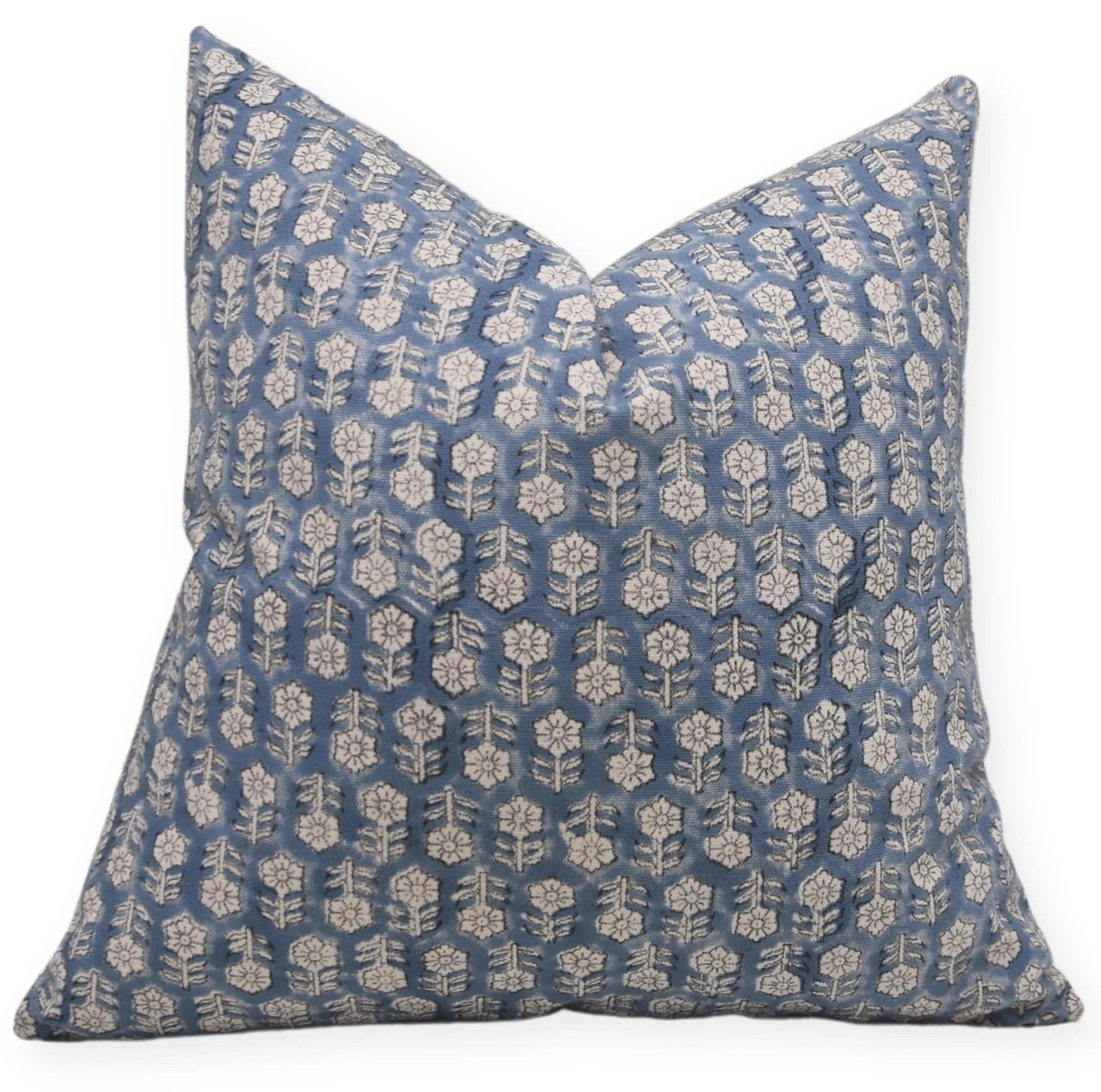 Handmade Block Print 16X16 Inch Duck Canvas Cotton Throw Pillowcase Cushion C...