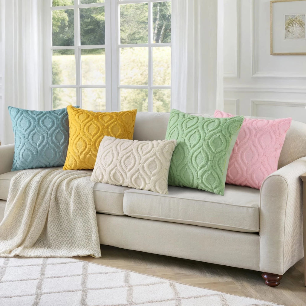 decorUhome Throw Pillow Covers 12x20 Inch Set of 2, Soft Plush Faux Wool Sage...