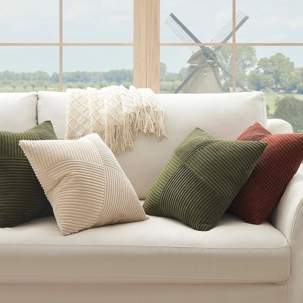 Olive Green Decorative Throw Pillow Covers Set of 2 18X18 Inches for Couch Bed S