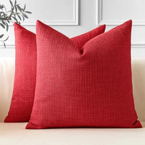 Pack of 2 Throw Pillow Covers 20x20 Inch 20" x 20" (Pack of 2) Red Christmas