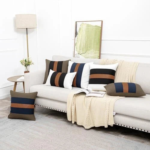 12x20 Farmhouse Pillow Covers Set of 2 20" x 12" (Pack of 2) Brown & Black