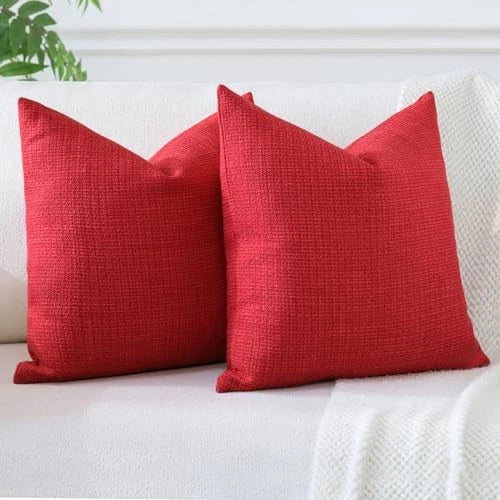 Pack of 2 Throw Pillow Covers 20x20 Inch 20" x 20" (Pack of 2) Red Christmas