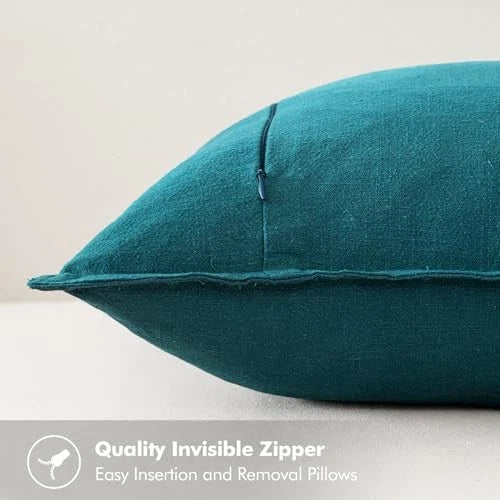 Decorative Linen Pillow Covers0x0 Inch Boho 20" x 20" (Pack of 2) 2 Teal Blue
