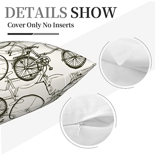 Throw Pillow Covers Vintage Bikes Square Pillowcases for Home Decor Sofa Car