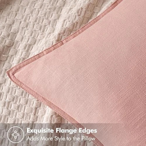Decorative Linen Pillow Covers0x0 Inch Boho 20" x 20" (Pack of 2) 2 Pink