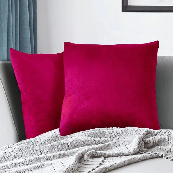 Set of 2 Velvet Throw Pillow Covers Decorative Pillow Cases 18"x18" Rose Red