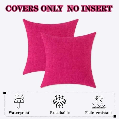Kevin Textile Pack of 2 Waterproof Pillow Covers 16" x 16" (Pack of 2) Hot Pink