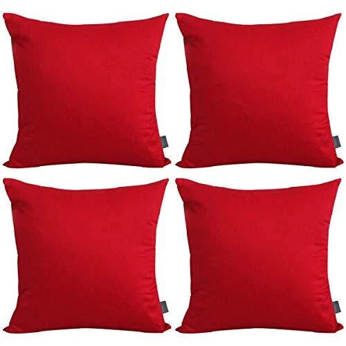 4-Pack 100% Cotton Comfortable Solid Decorative Throw 20x20inch/50x50cm Red