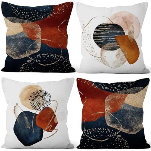 Abstract Boho Throw Pillow Covers 16''x16'' Set of 4, 16" x 16" (Pack of 4)