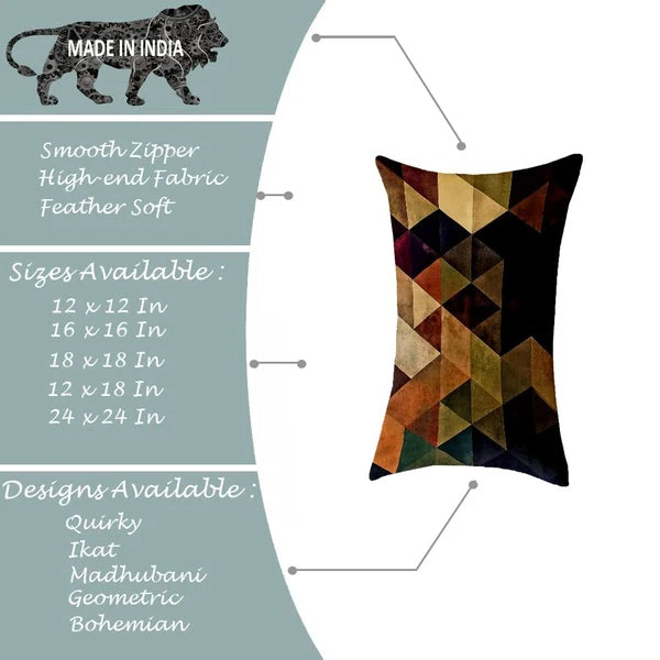 Printed Cotton Canvas Rectangular Cushion Cover Set of 2, ( 12 X 18 Inches )