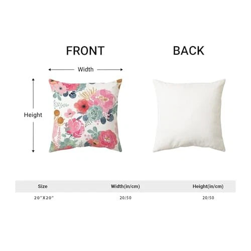 Spring Floral Pillow Covers 20 x 20 Inch Set 20" x 20" (Pack of 2) Pink Flower