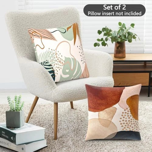 Throw Pillow Covers, 18x18 Inch Cotton Linen Pillow Cases 2pcs-abstract Spots