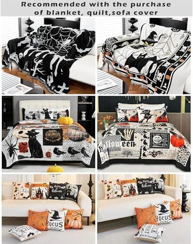 Halloween Velvet Throw Pillow Covers 18x18,Modern Soft Pillowcase Set of