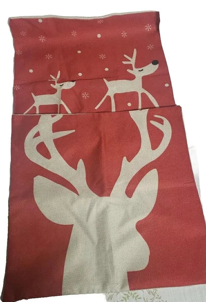 Two  Reindeers Square Throw Pillow Case Sets 17.5 Inches Decorative Sofa Cushion