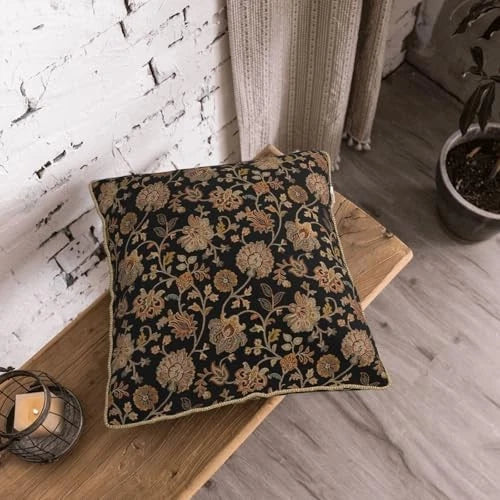 Vintage Tapestry Velvet Pillow Covers 20" x 20" (Pack of 1) Vitage Flowers
