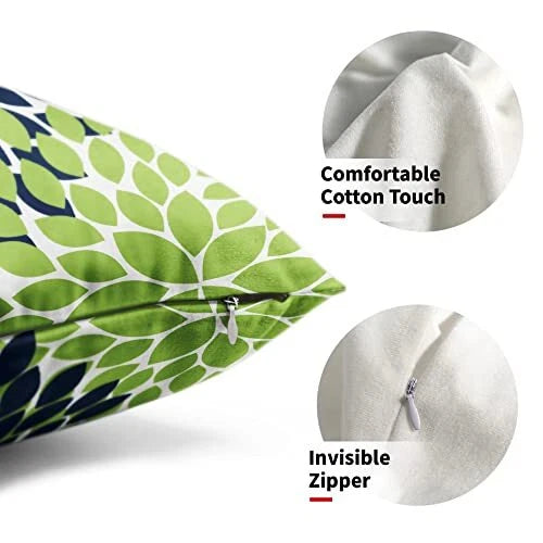 Pillow Covers 12x20 Light Blue Dahlia Flowers 12x20 Inches Navy Blue Green