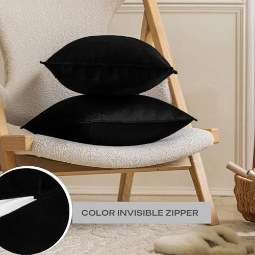Velvet Throw Pillow Covers 18×18 Inches Pack of 2 18" x 18" (Pack of 2) Black