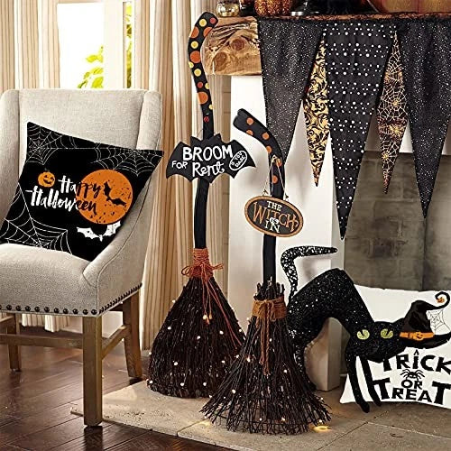 Halloween Decorations Throw Pillow Covers Set of 4 Happy 18" x 18" (Pack of 4)