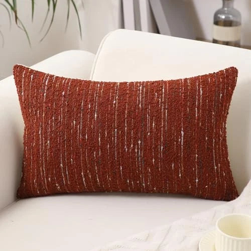 Textured Boucle Lumbar Pillow Covers 12x20 20" x 12" (Pack of 1) Rust Red