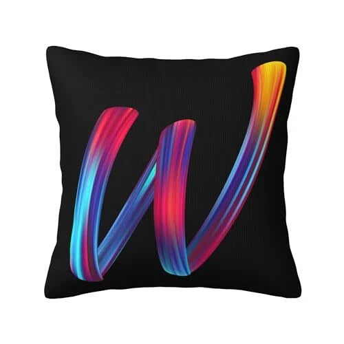 Letter Style Square Throw Pillow Covers 18 x 18 Inch, Novelty Colorful Letter-w