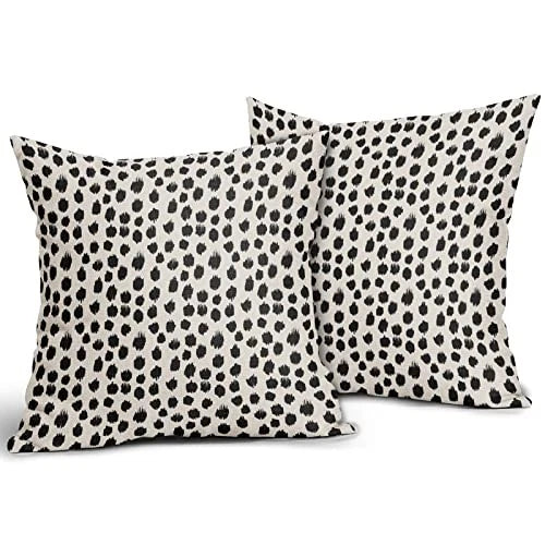Polka Dot Pillow Covers 18x18 Set of 2 Black 18" x 18" (Pack of 2) Black Dots
