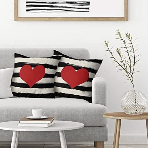 Valentines Pillow Covers 18x18 Inch Set of 2,Red 18" x 18" (Pack of 1) Heart