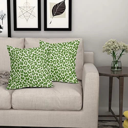 Leopard Print Pillow Covers 18x18 Set of 2 18" x 18" (Pack of 2) Lime Green
