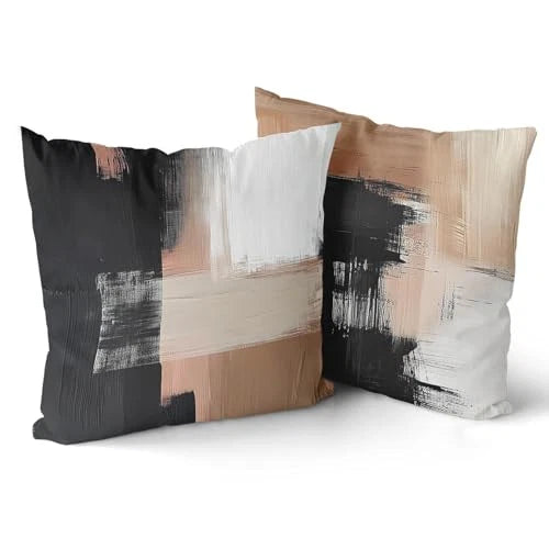 Black Brown Pillow Covers 18x18 Inch 18" x 18" (Pack of 2) Black White Brown