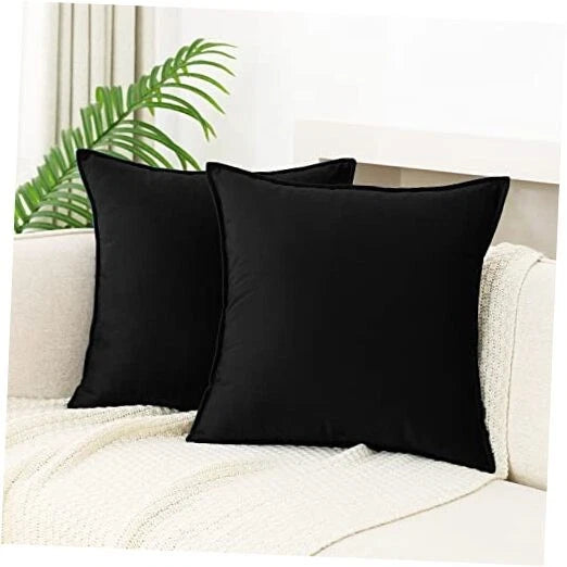 Velvet Throw Pillow Covers 18×18 Inches Pack of 2 18" x 18" (Pack of 2) Black