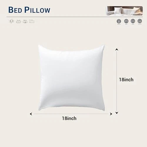 18x18 Pillows Inserts Set of 2, Machine Washable 18x18 Inch (Pack of 2) White