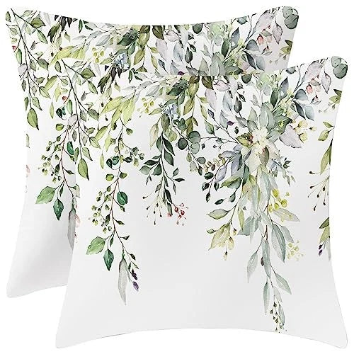 Velvet Floral Spring Pillow Covers 18 x 18 Inch Set of 2 Vintage Wild Flowers