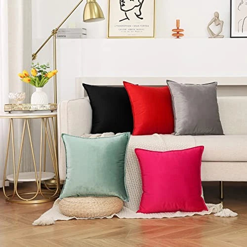 Velvet Throw Pillow Covers 18×18 Inches Pack of 2 18" x 18" (Pack of 2) Black