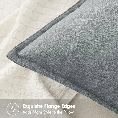 Decorative Linen Pillow Covers 16x16 Inch Boho 16" x 16" (Pack of 2) 2 Gray