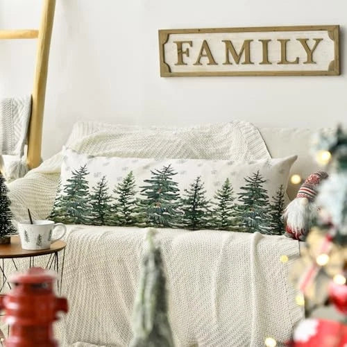 Christmas Trees Snowflake Extra Long Lumbar Pillow 13.8" x 35.4" (Pack of 1)