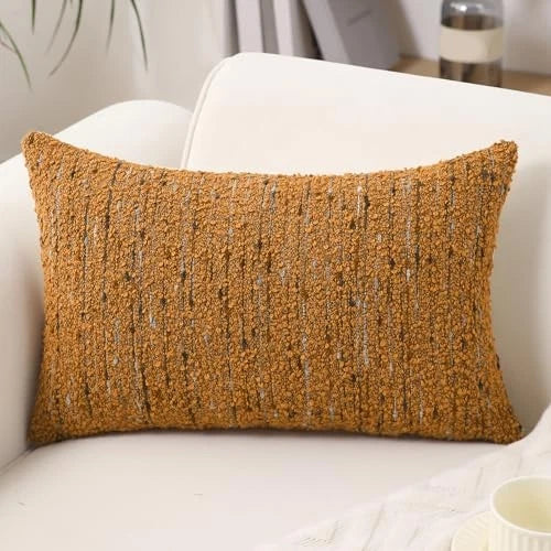 Textured Boucle Lumbar Pillow Covers 12x20 20" x 12" (Pack of 1) Dark Yellow