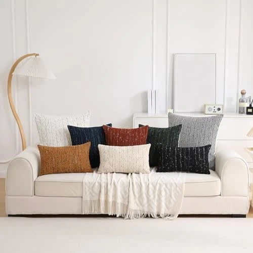 Textured Boucle Lumbar Pillow Covers 12x20 20" x 12" (Pack of 1) Dark Yellow