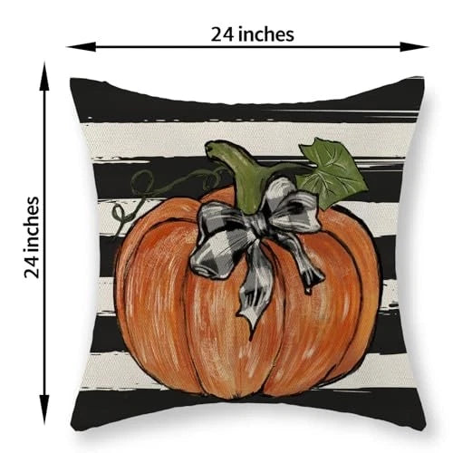 Fall Pillow Covers 24x24 Set of 2 Pumpkin Maple 24" x 24" (Pack of 2) Stripes