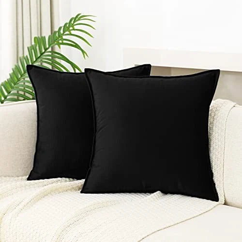 Velvet Throw Pillow Covers 18×18 Inches Pack of 2 18" x 18" (Pack of 2) Black