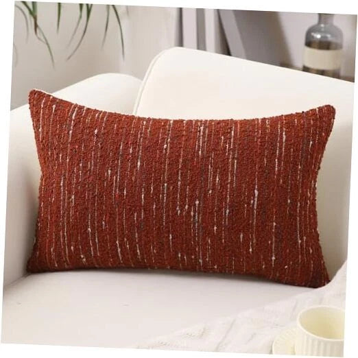 Textured Boucle Lumbar Pillow Covers 12x20 20" x 12" (Pack of 1) Rust Red