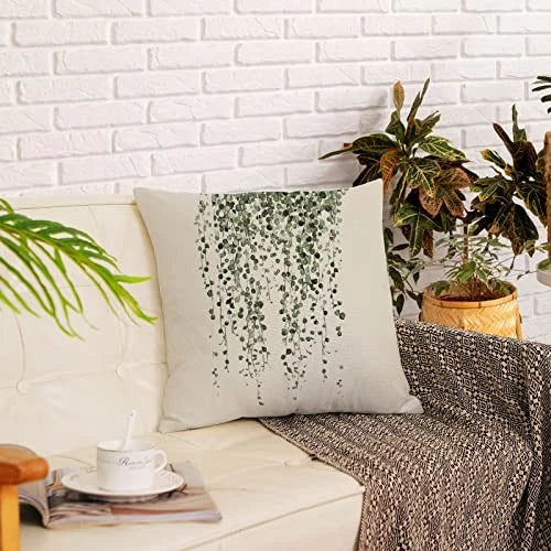 Set of 4 Green Plants Decorative Throw Pillow 22" x 22" (Pack of 4) Plant 01
