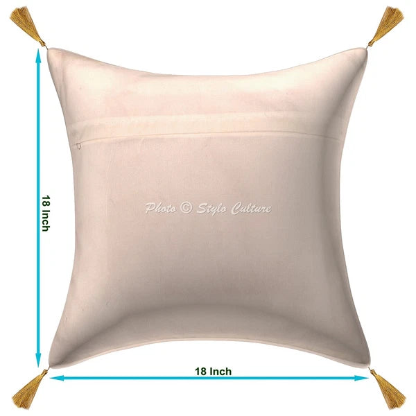 White Cushion Cover Brocade Jacquard Gypsy Boho Tribal Ethnic Hippie Pillow