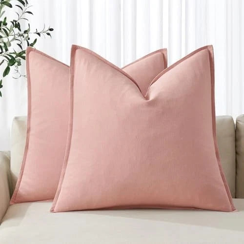 Decorative Linen Pillow Covers0x0 Inch Boho 20" x 20" (Pack of 2) 2 Pink