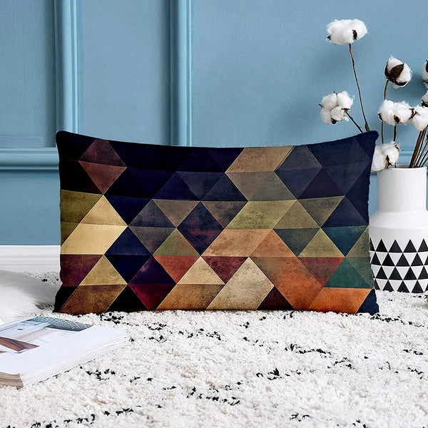 Printed Cotton Canvas Rectangular Cushion Cover Set of 2, ( 12 X 18 Inches )