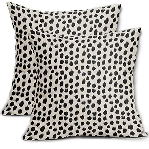 Polka Dot Pillow Covers 18x18 Set of 2 Black 18" x 18" (Pack of 2) Black Dots