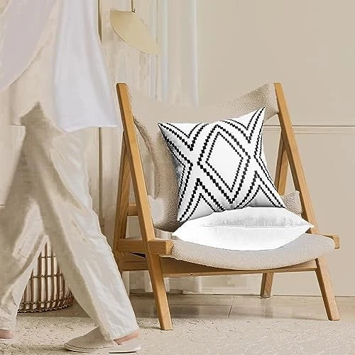 Set of 2 Black Pillow Covers, Boho Aztec 20" x 20" (Pack of 2) Boho White More