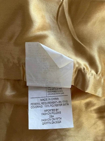 Vintage Gold Quilted Queen Size Pillow Cover for Bed, Chair & Couch/NEVER USED