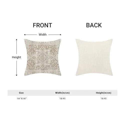 Boho Pillow Covers 18x18 Inch Set 18" x 18" (Pack of 2) Brown Beige White Boho