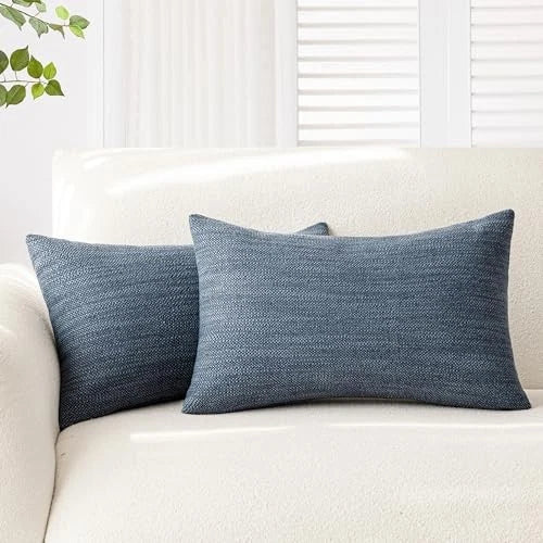 Set of 2 Decorative Textured Burlap Linen Throw 20" x 12" (Pack of 2) Indigo