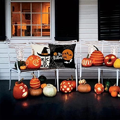 Halloween Decorations Throw Pillow Covers Set of 4 Happy 18" x 18" (Pack of 4)