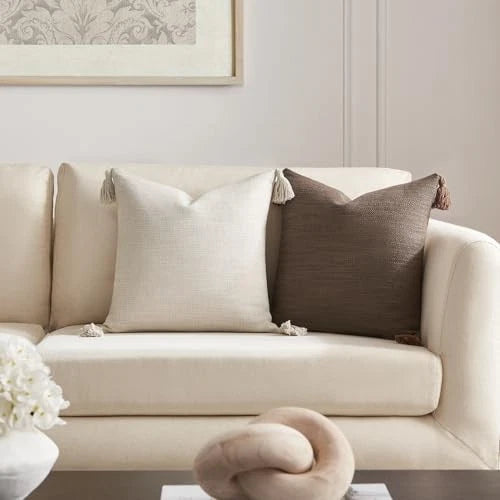 Set of 2 Pillow Covers 22 x 22 inches 22" x 22" (Pack of 2) Light Beige